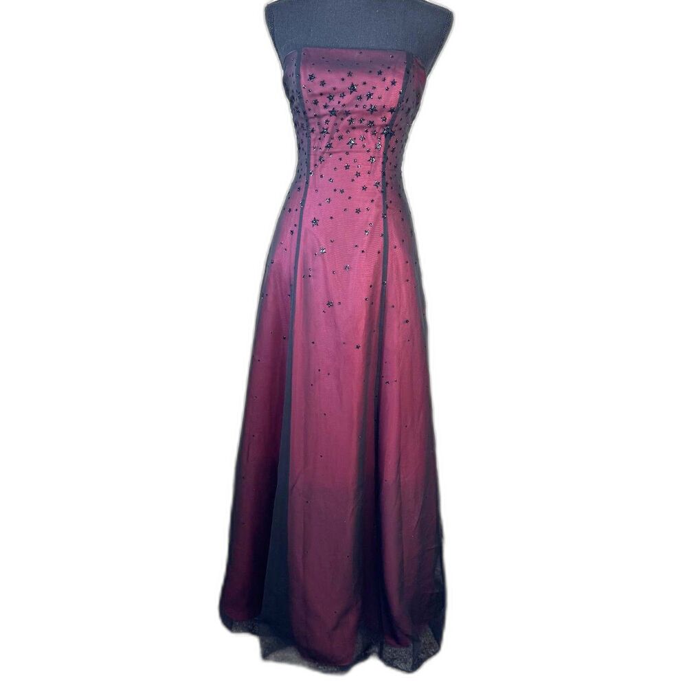 Size 8 Morgan and Co stars burnout velvet corset gown Whimsigoth Vampire 10714